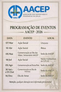 AACEP define calendário de eventos para 2026